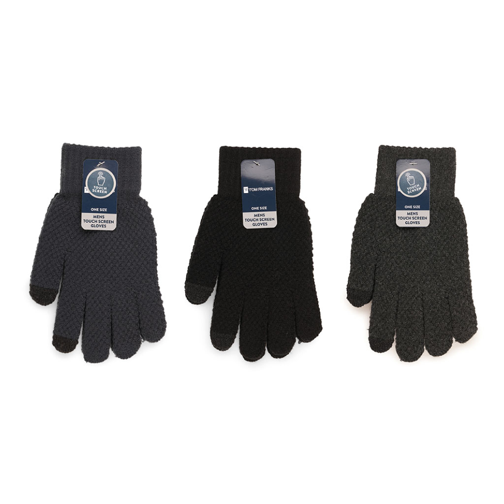 Mens Touch Screen Brushed Gloves (Pack of 12)