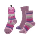 Girls Stripe Cosy Socks With Gripper And Ribbon (Pack of 12)