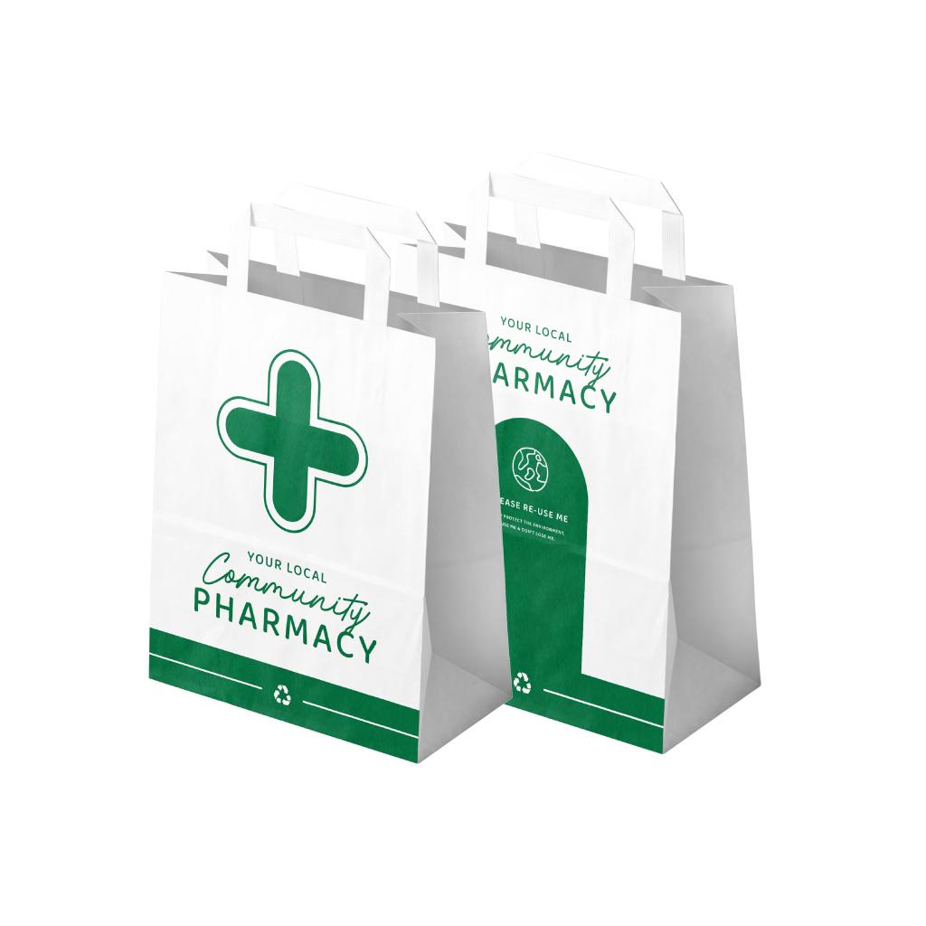 Pharmacy paper carrier bags - extra large