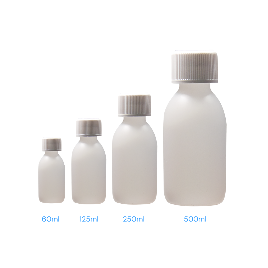 60ml Natural HDPE Capped Round Bottle