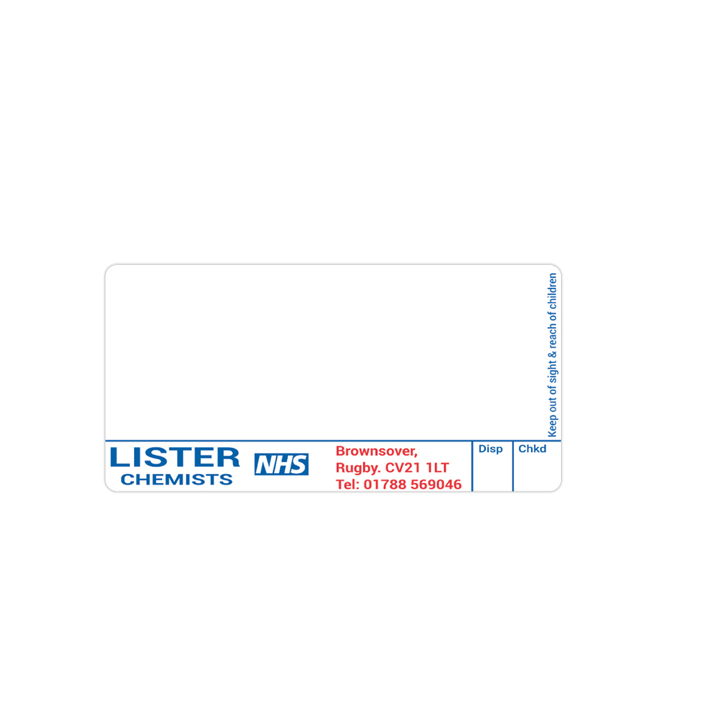 Lister Chemists Rugby Labels