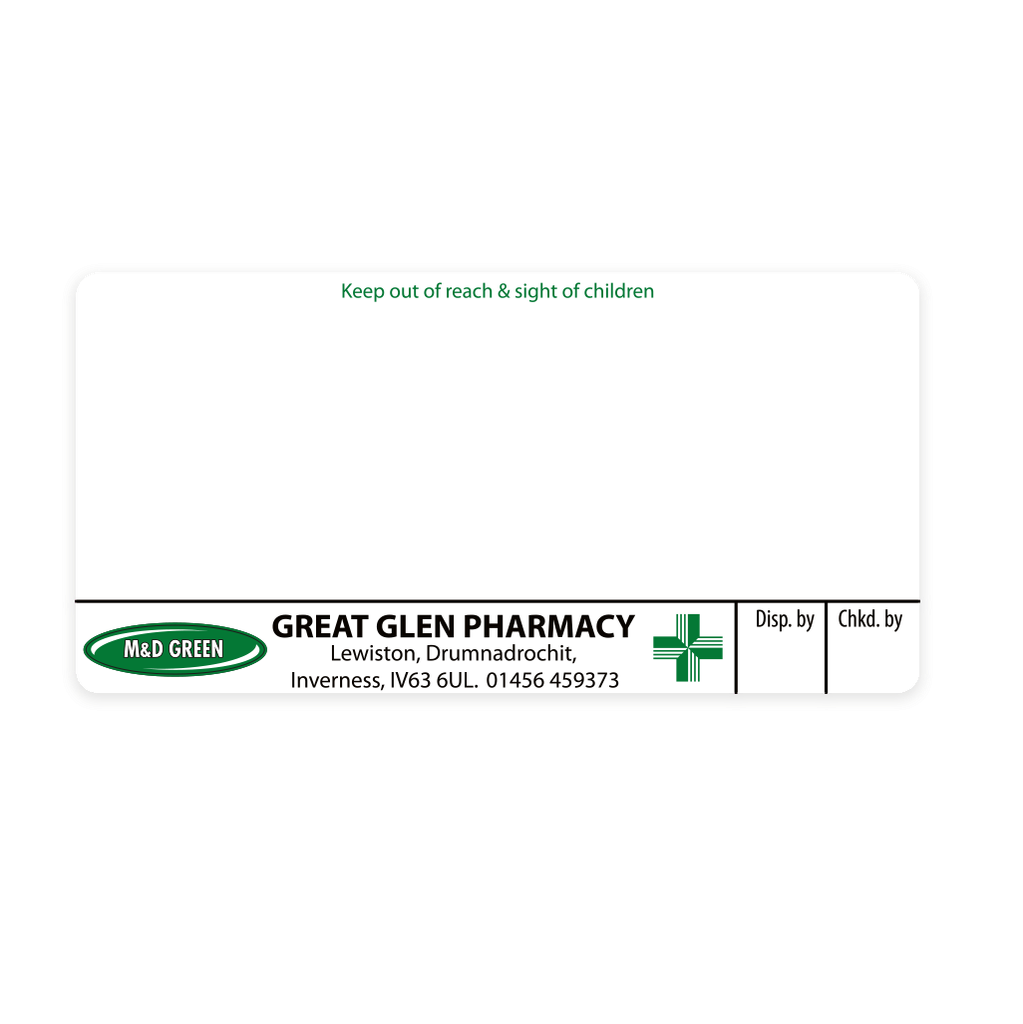 M&D Green Great Glen Pharmacy Labels