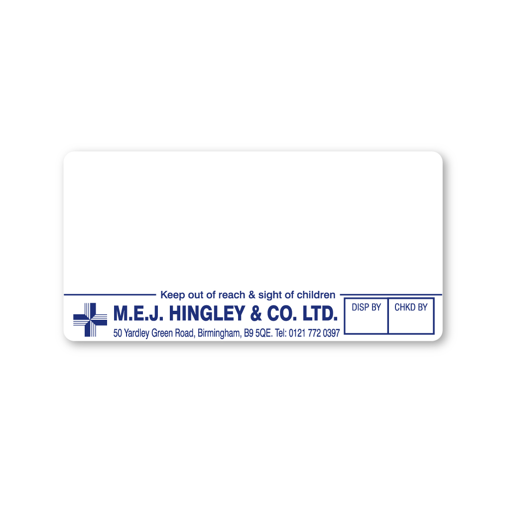 MEJ Hingley & CO (Yardley Green) Pharmacy Labels