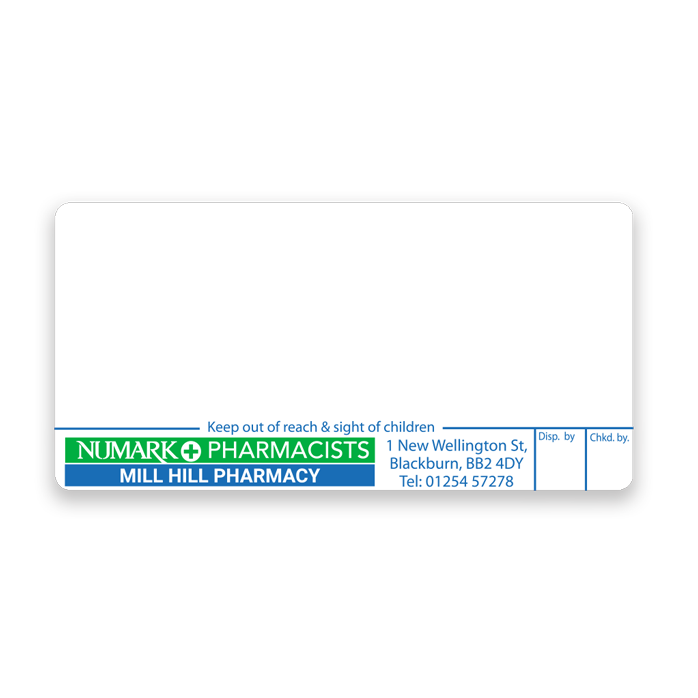 Mill Hill Pharmacy Labels