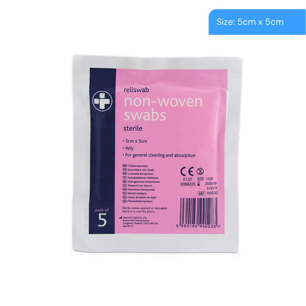 [X8500] 5x5cm Non Woven Sterile Swabs   Pack Of 5