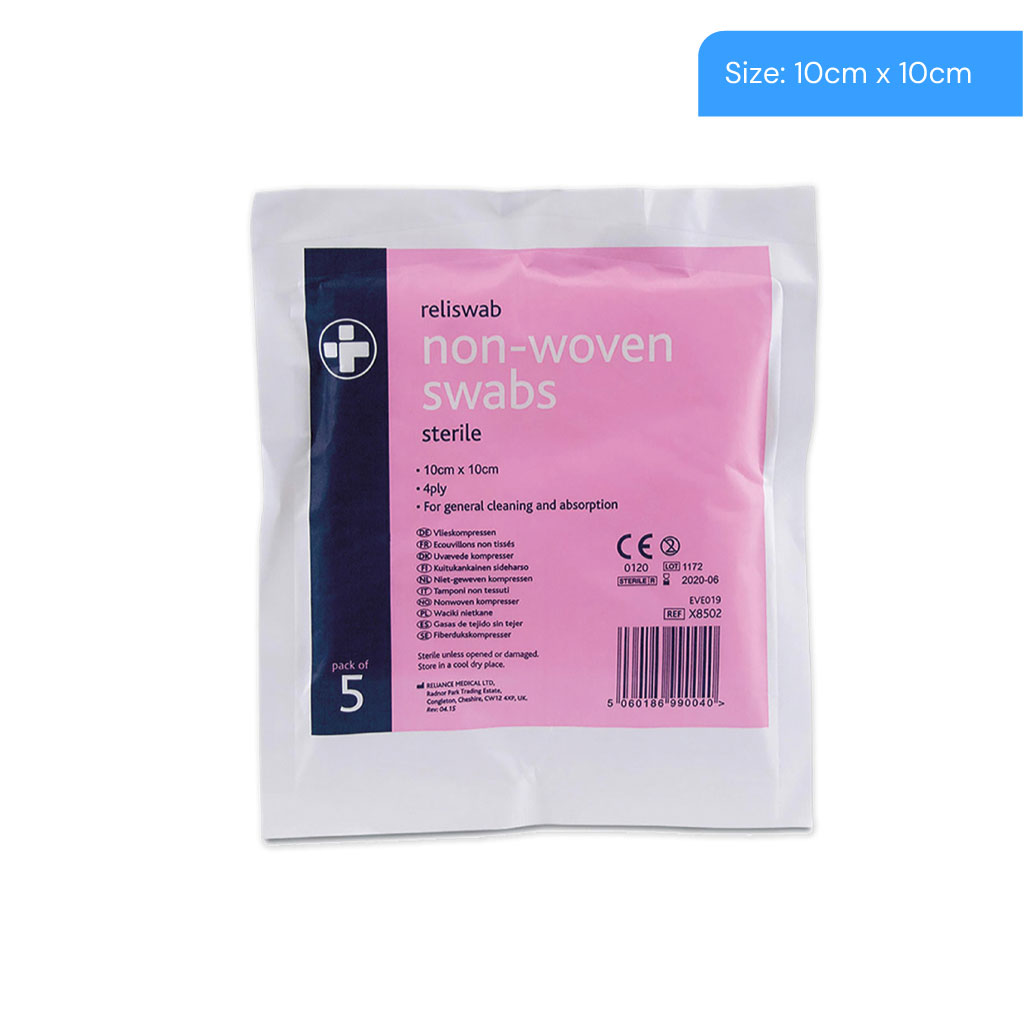[X8502] 10x10cm Non-Woven Sterile Swabs   Pack Of 5