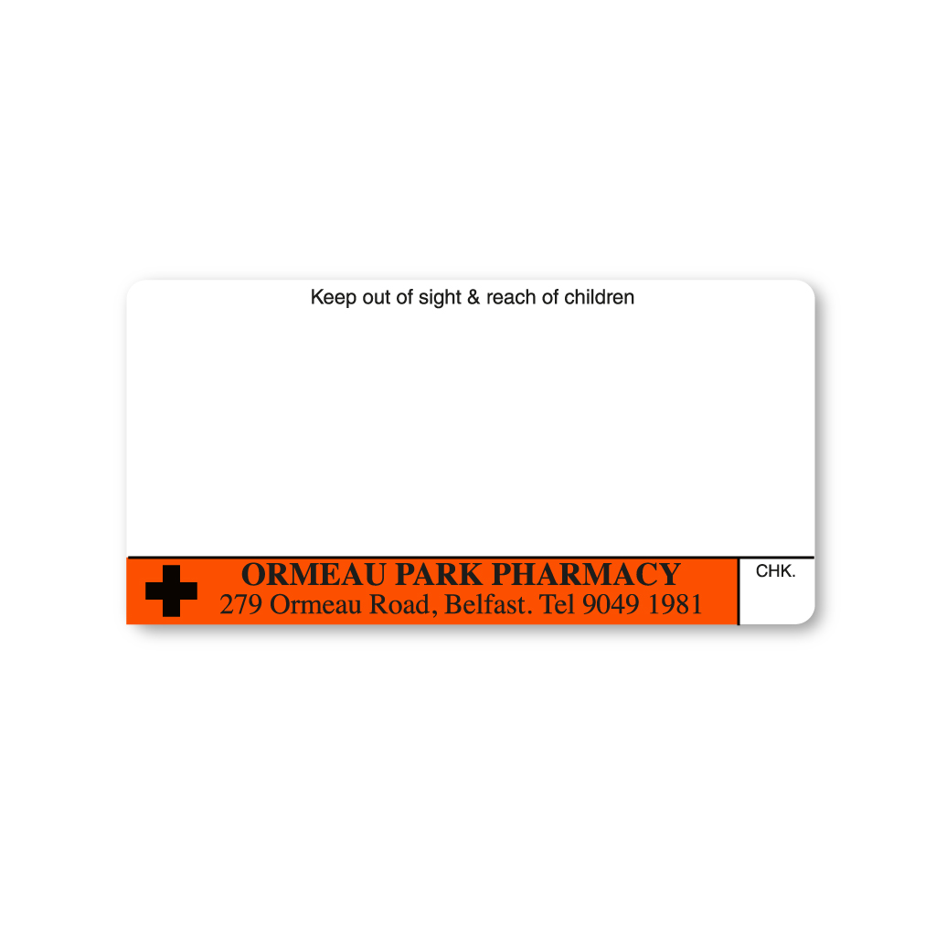 [AZEMT2677] Ormeau Park Pharmacy Labels 