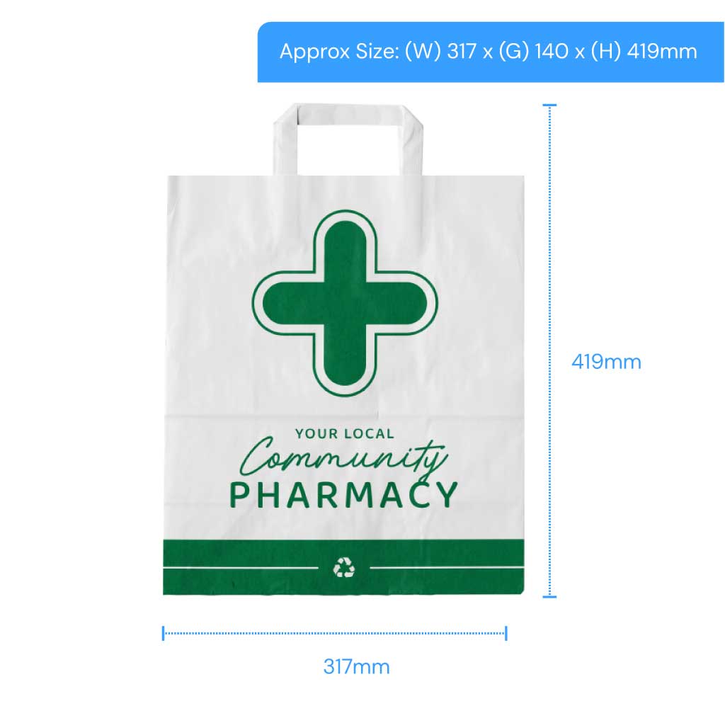 [EMTC3] Pharmacy Paper Carrier Bags Extra Large