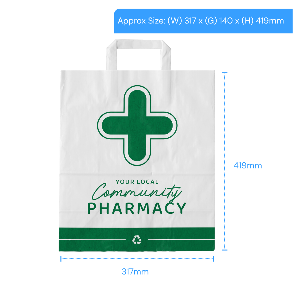 Pharmacy paper carrier bags - extra large