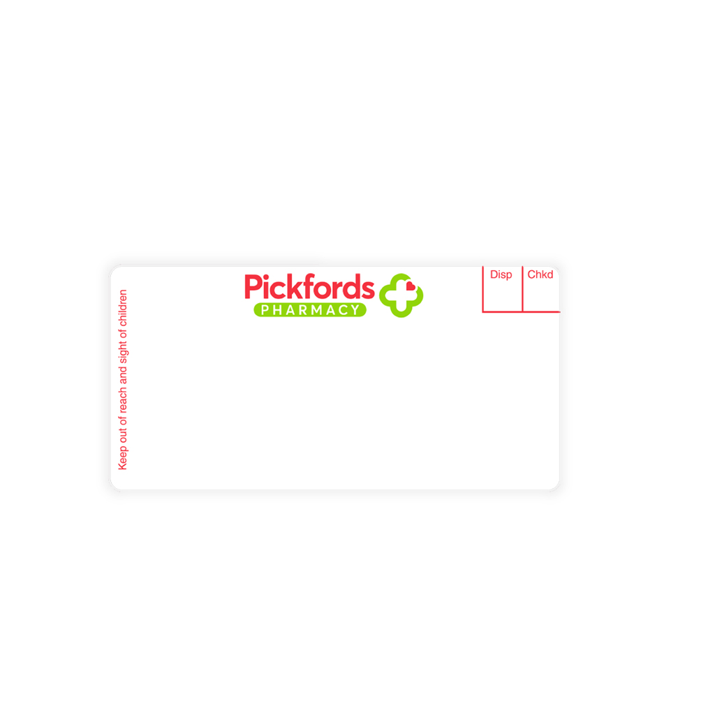 Pickfords Pharmacy Labels Zebra 72X36