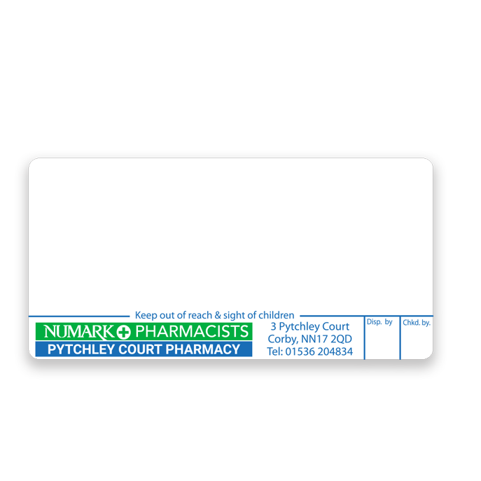Pytchley Court Pharmacy Labels