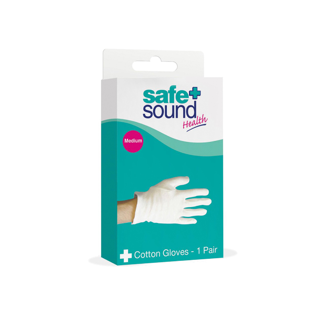 Safe & Sound Medium Cotton Gloves – Skin Protection & Moisturising Aid