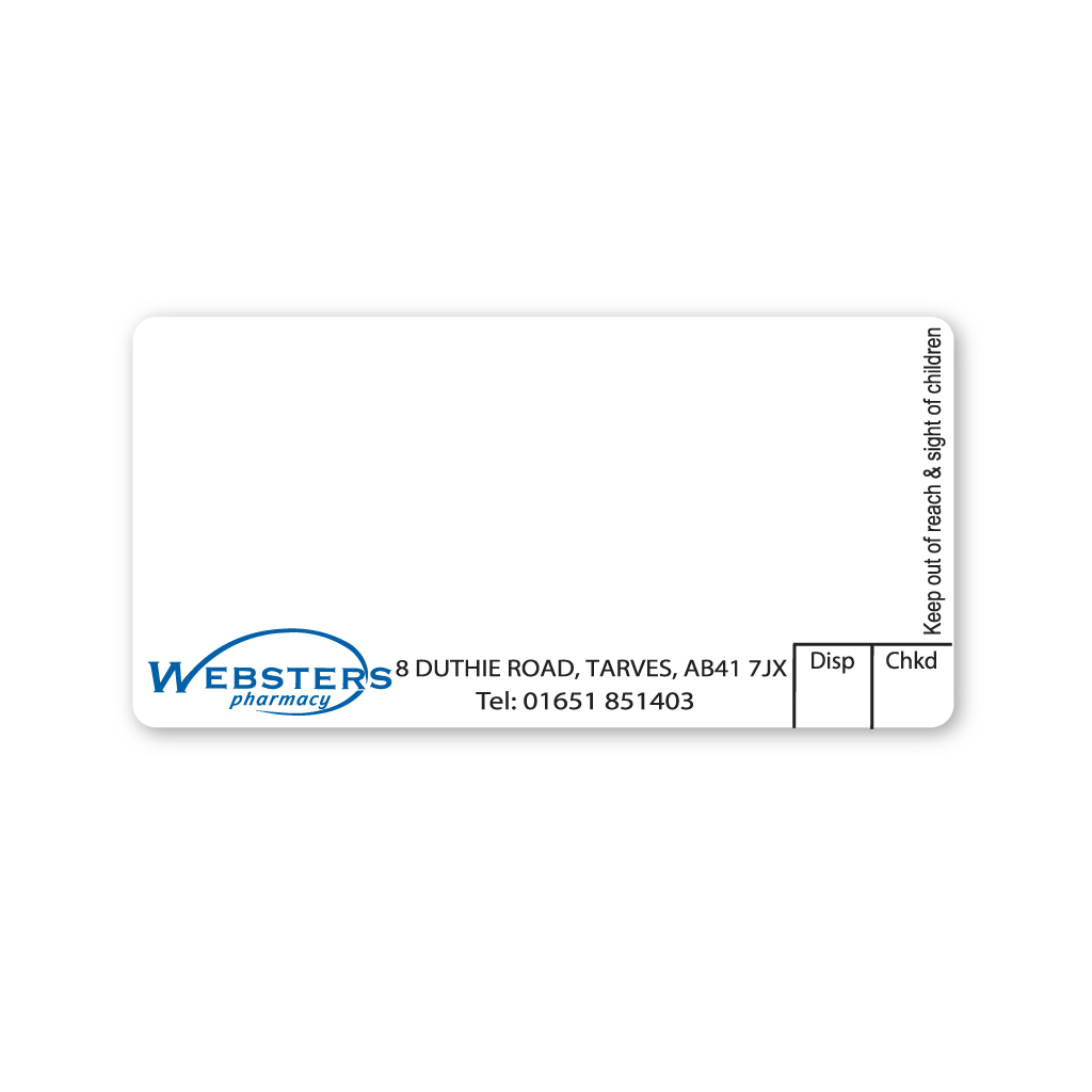 Websters Tarves Pharmacy Labels
