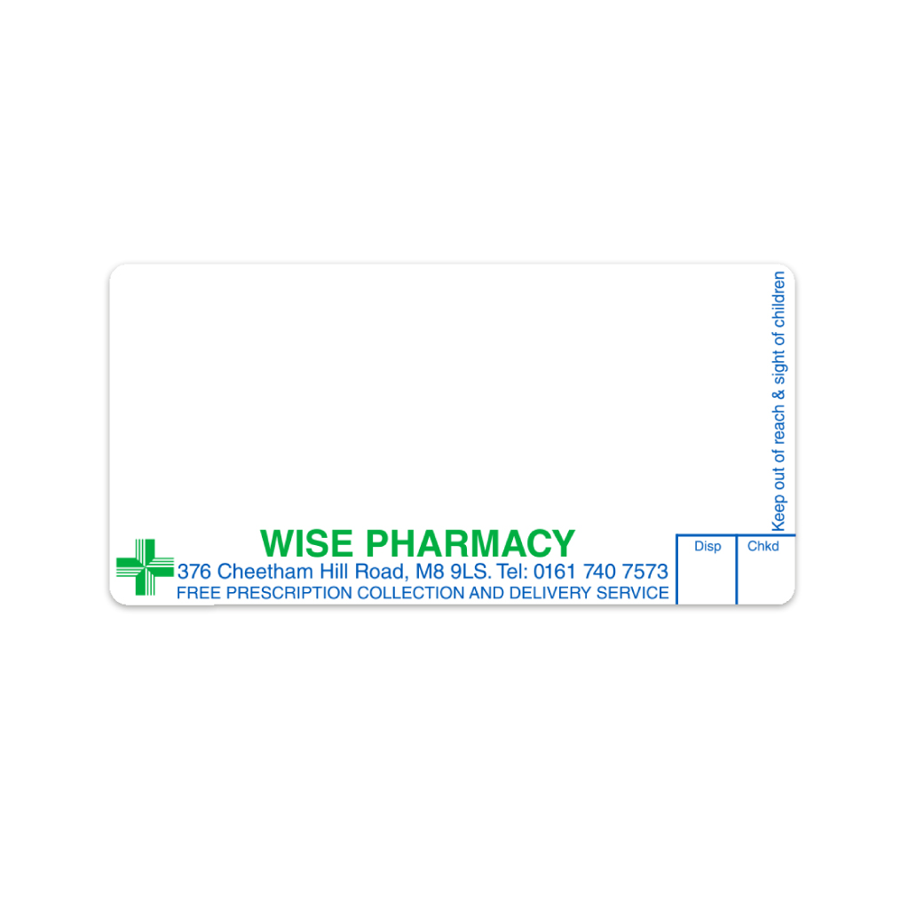 Wise Group Cheetham Hill Road Pharmacy Labels 