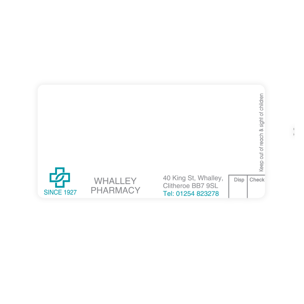 Whalley Pharmacy Labels