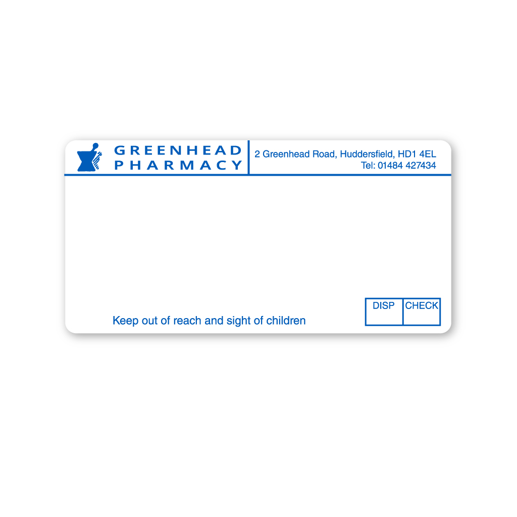 Greenhead Pharmacy (Huddersfield) Labels