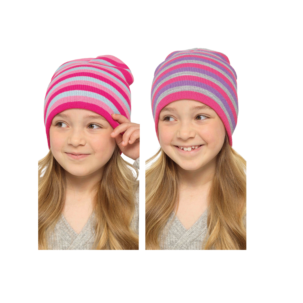 [GL071C] Girls Striped Beanie Hat 