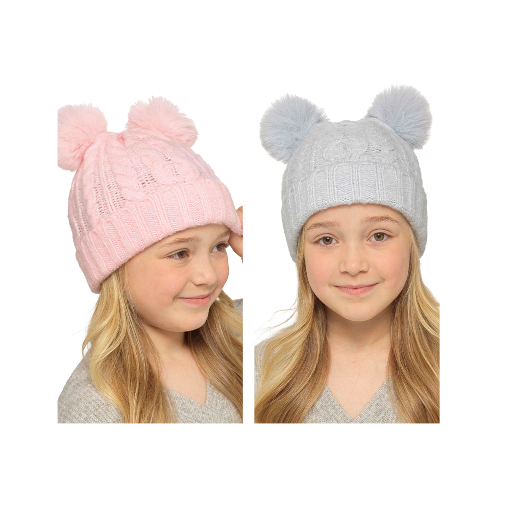 [GL1152] Kids Cable Hat With Pom Pom 