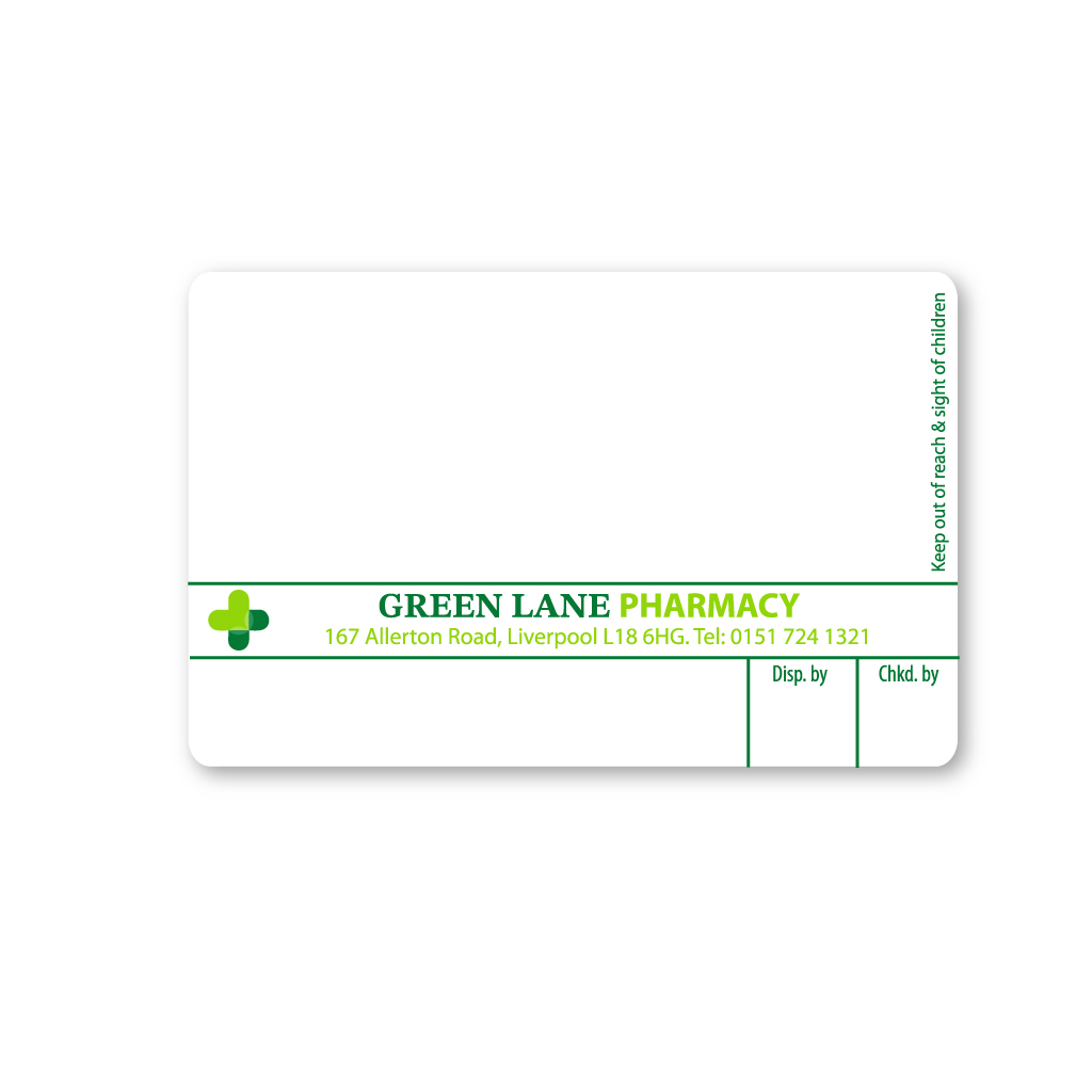 Green Lane Pharmacy Labels