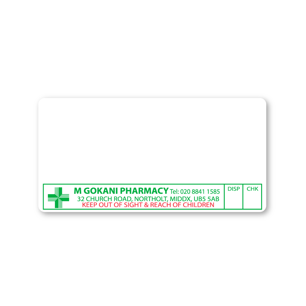 M Gokani Pharmacy Labels 