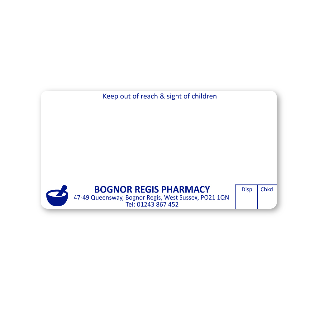 Bognor Regis Pharmacy Labels