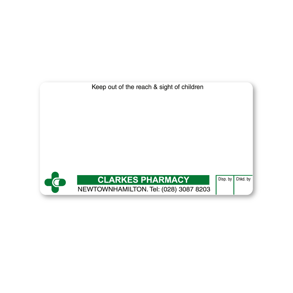 [EMT4871] Clarkes Pharmacy Labels (70x37) 