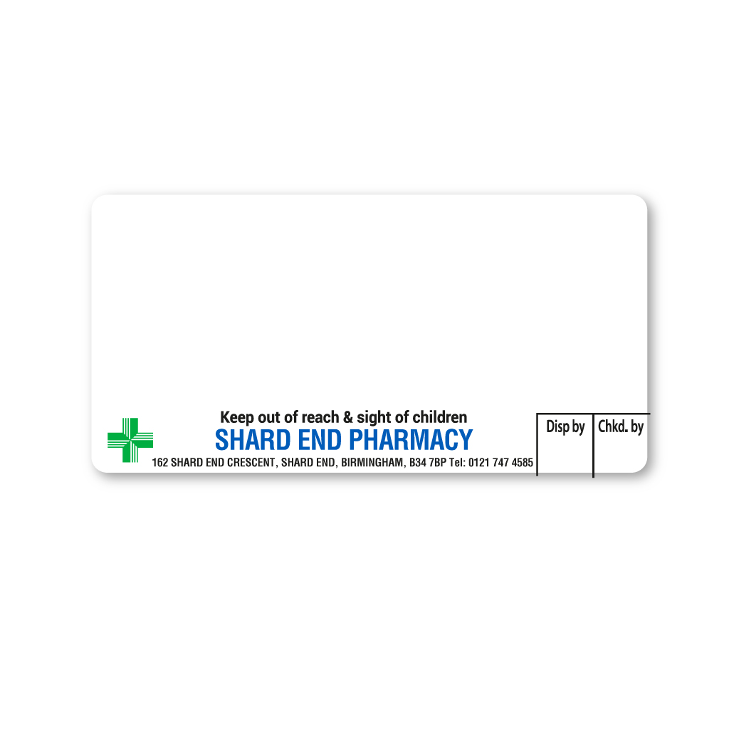 Shelleys Pharmacy - Shard End Labels