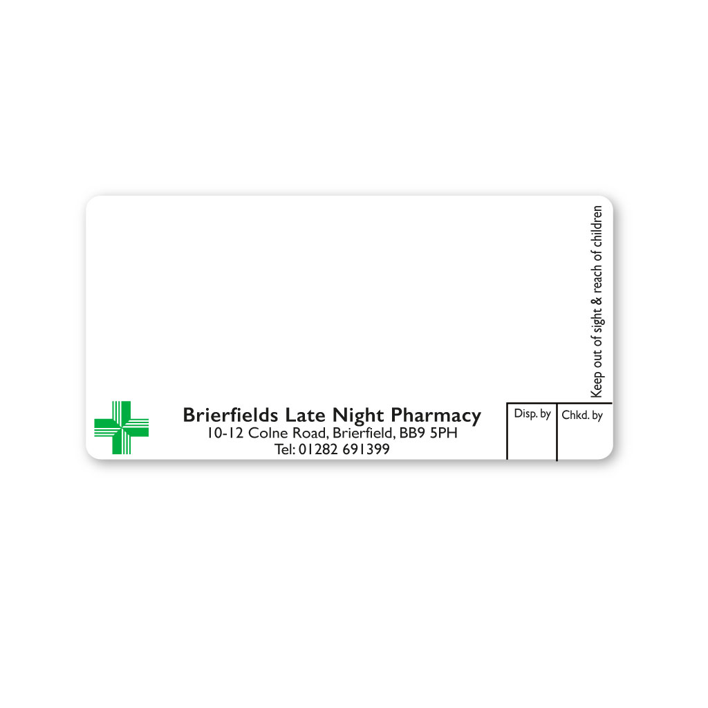 Brierfields Pharmacy Labels