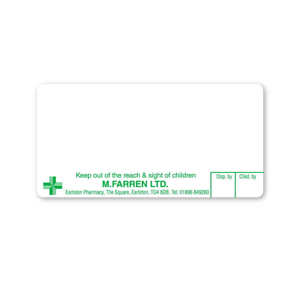 [EMT4943] Earlston Pharmacy M. Farren Labels