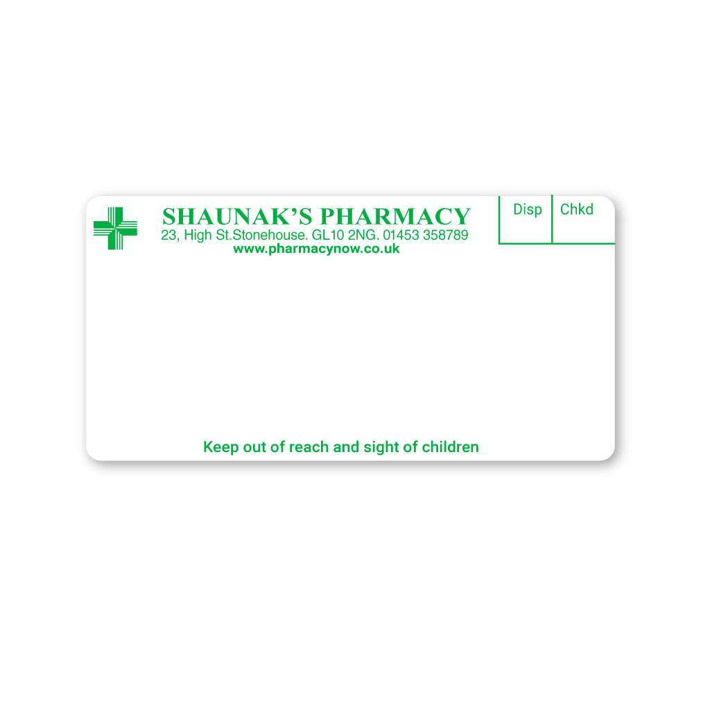 [EMT4948] Shaunaks 23 High Street Pharmacy Labels 