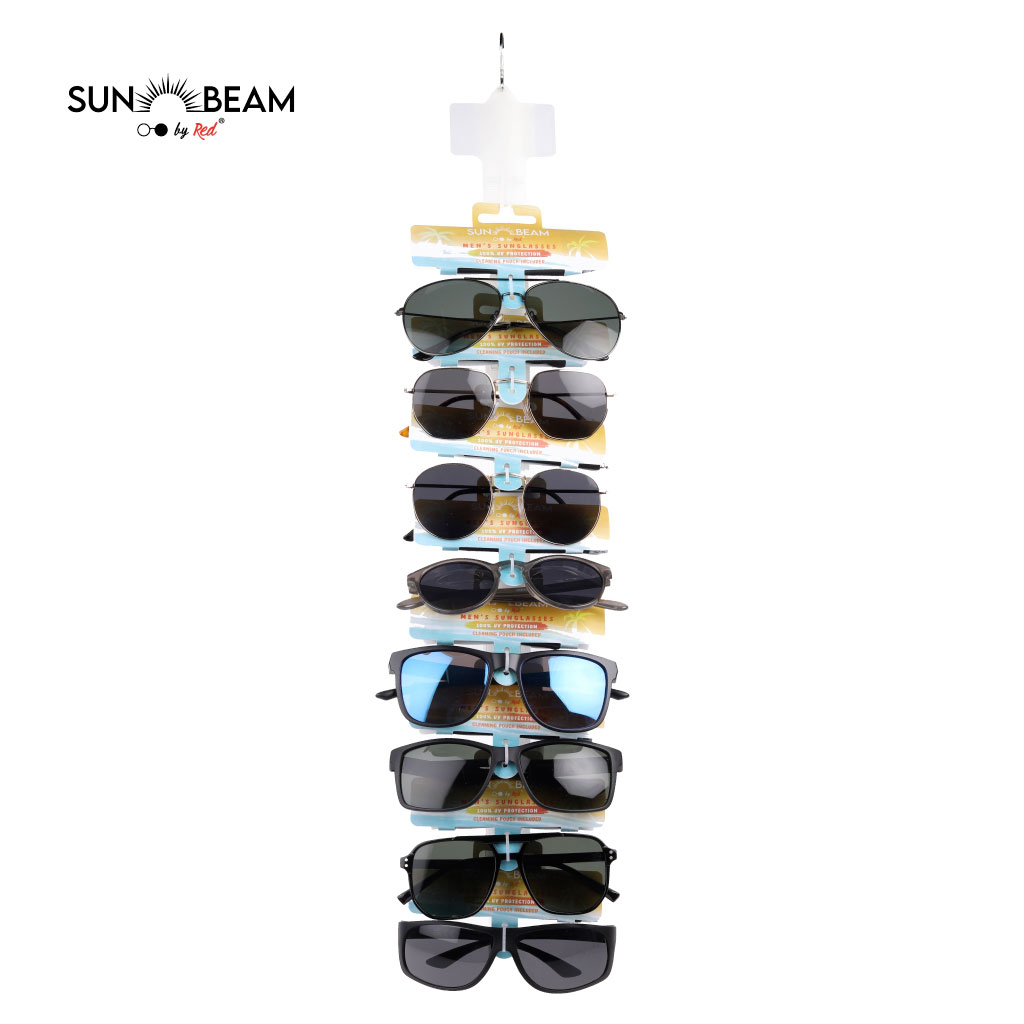 [REDSBMCLP005] Clip Strip of Mens Sunglasses with Protective Pouches