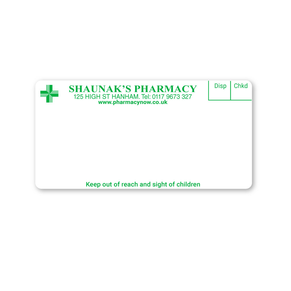 [EMT5134] Shaunaks 125 High Street Pharmacy Labels