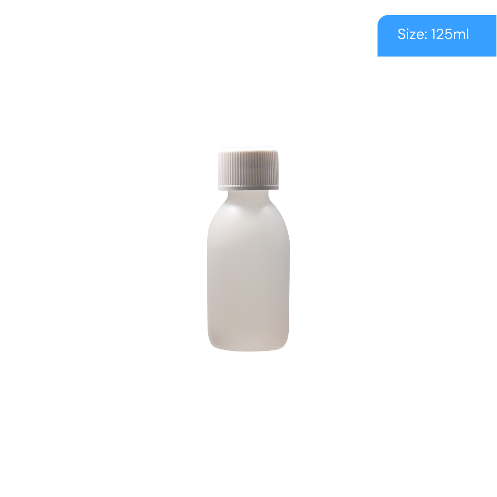 125ml Natural HDPE Capped Round Bottle