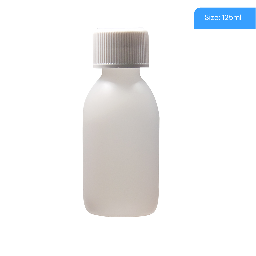 125ml Natural HDPE Capped Round Bottle
