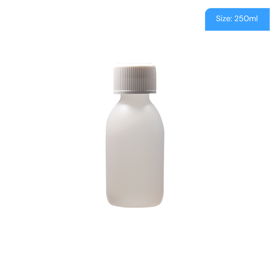 250ml Natural HDPE Capped Round Bottle