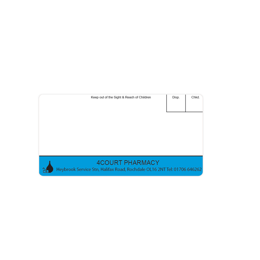 [EMT072B] 4 Court Pharmacy   Rochdale Labels 