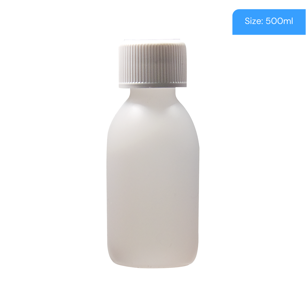 500ml Natural HDPE Capped Round Bottle