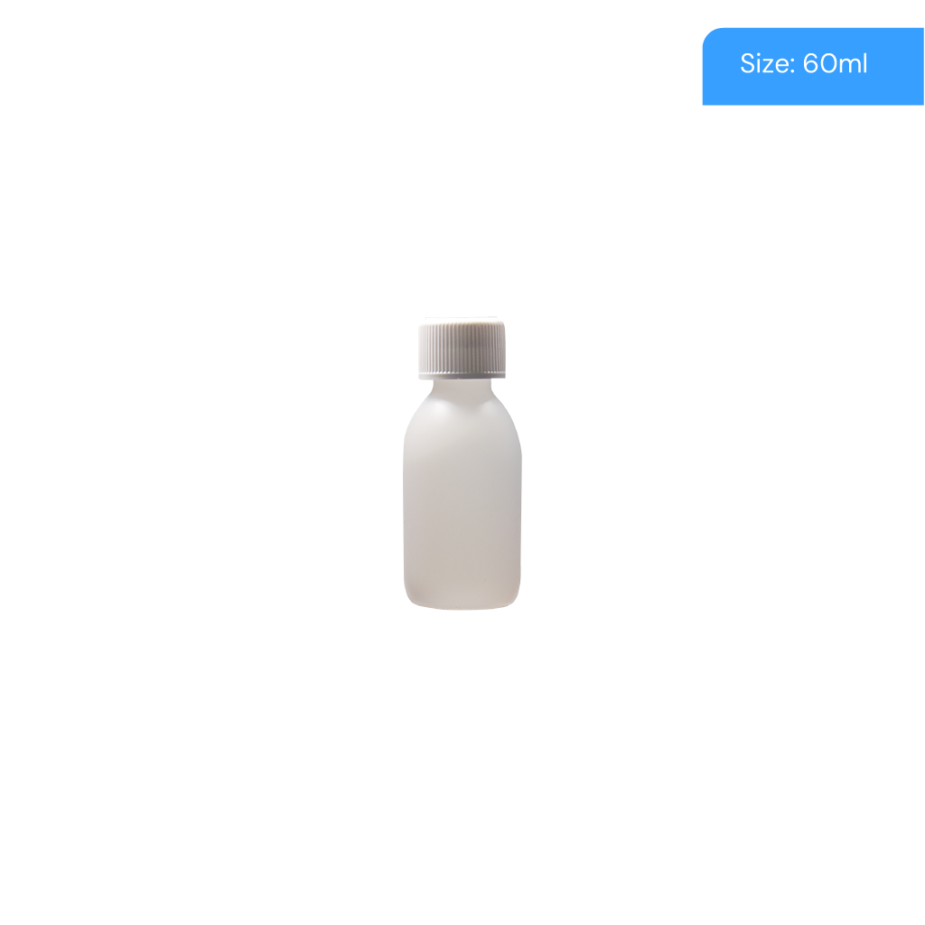 60ml Natural HDPE Capped Round Bottle