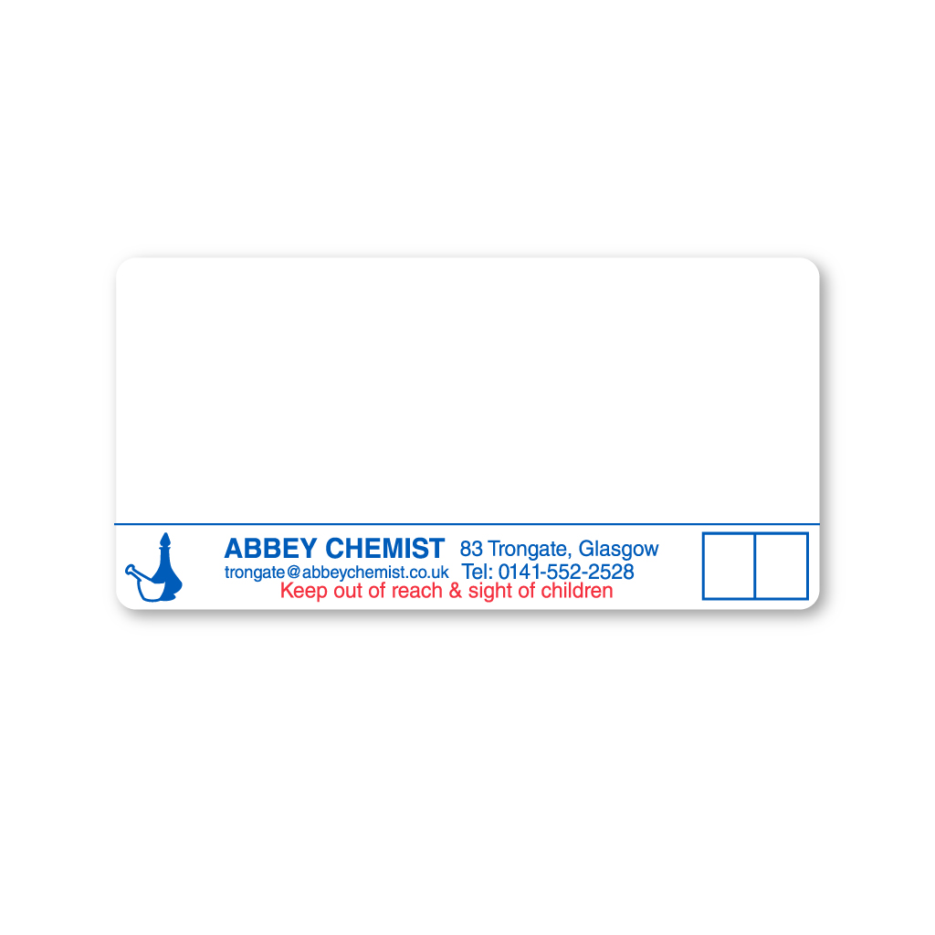 Abbey Chemist Pharmacy Labels Torngate Glasgow