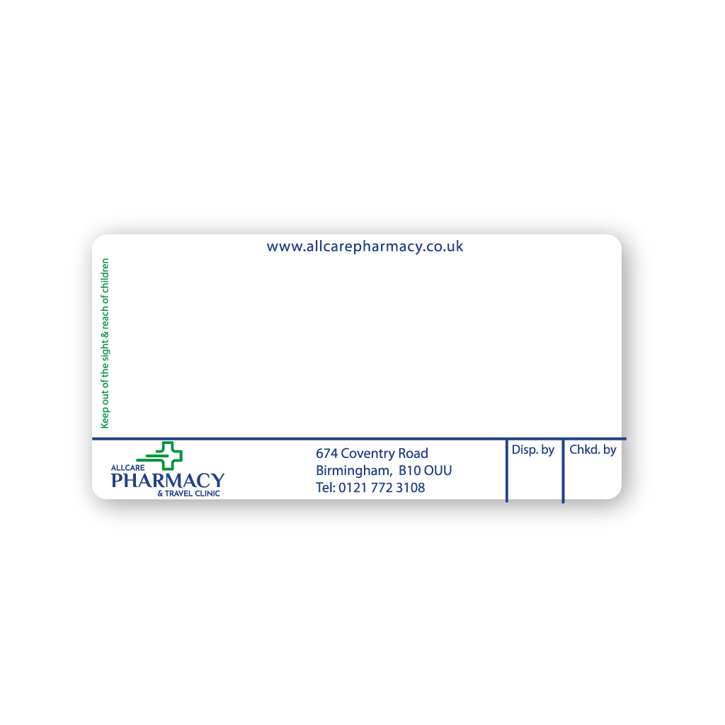 [EMT2034] All Care Pharmacy & Travel Clinic Labels (B10 0UU)