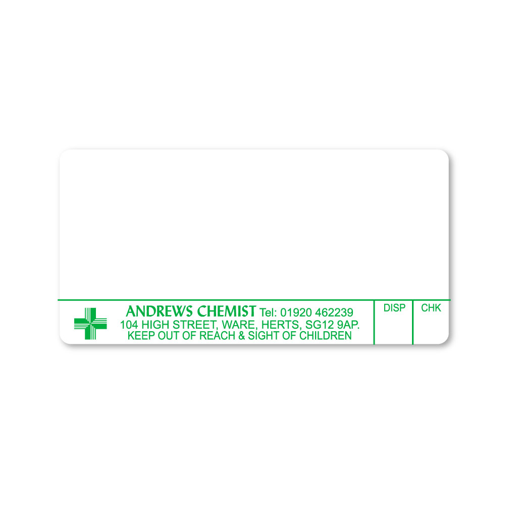 Andrews Chemist (SG12 9AP) Labels