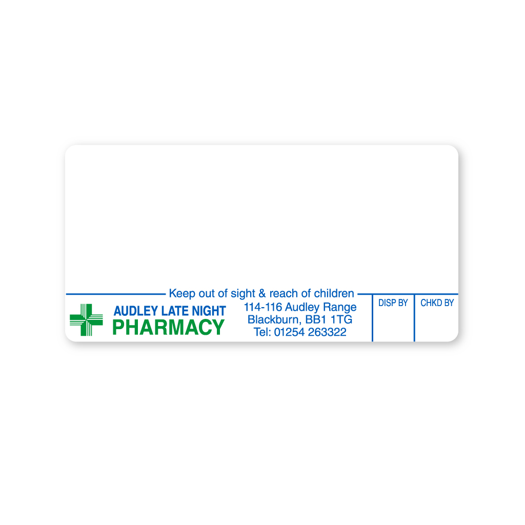 [EMT2101] Audley Pharmacy Labels (BB1 1TG)