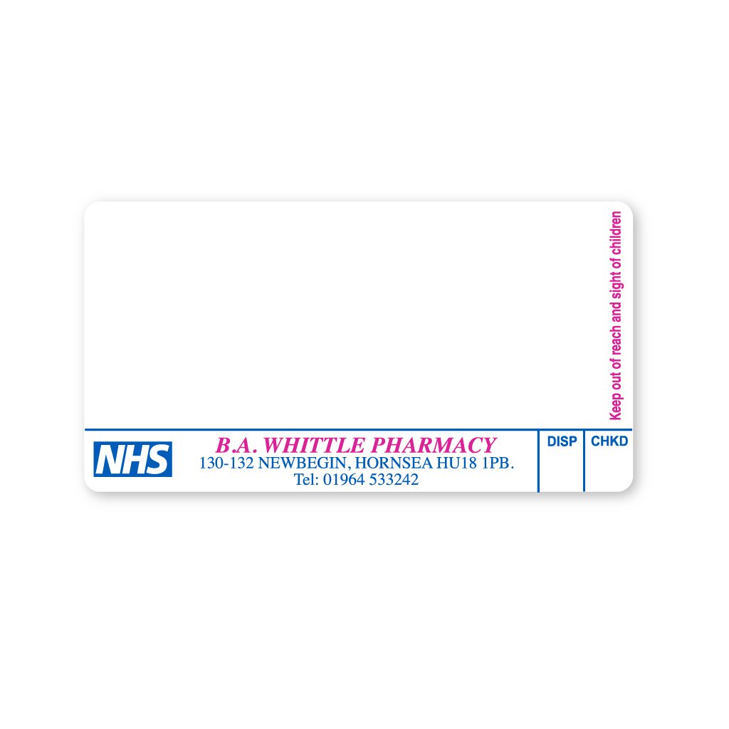 BA Whittle Pharmacy Labels