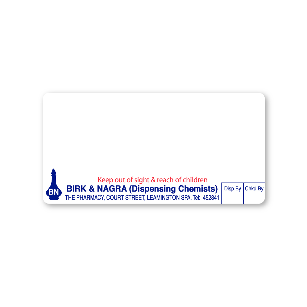 Birk & Nagra Pharmacy (Court Street) Labels