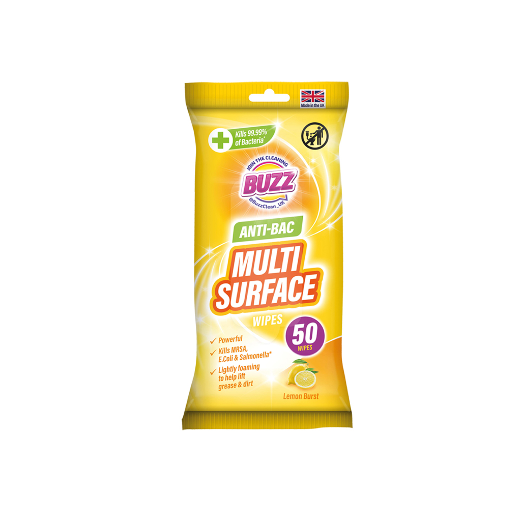 Buzz Anti-Bacterial Wipes Lemon 50