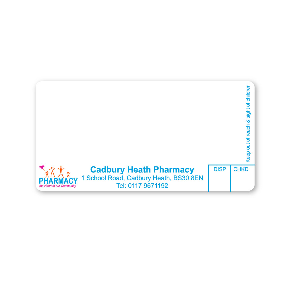 Cadbury Heath Pharmacy Dispensing Labels 