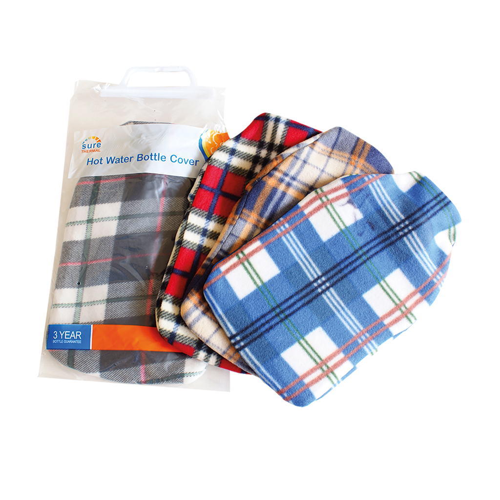 [CS18734] Checked Fleece Fabric Hot Water Bottle Covers