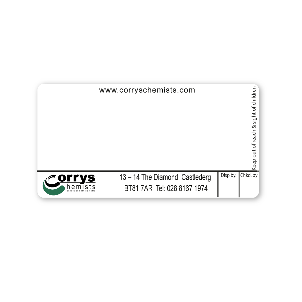 Corrys Chemists Castlederg Labels