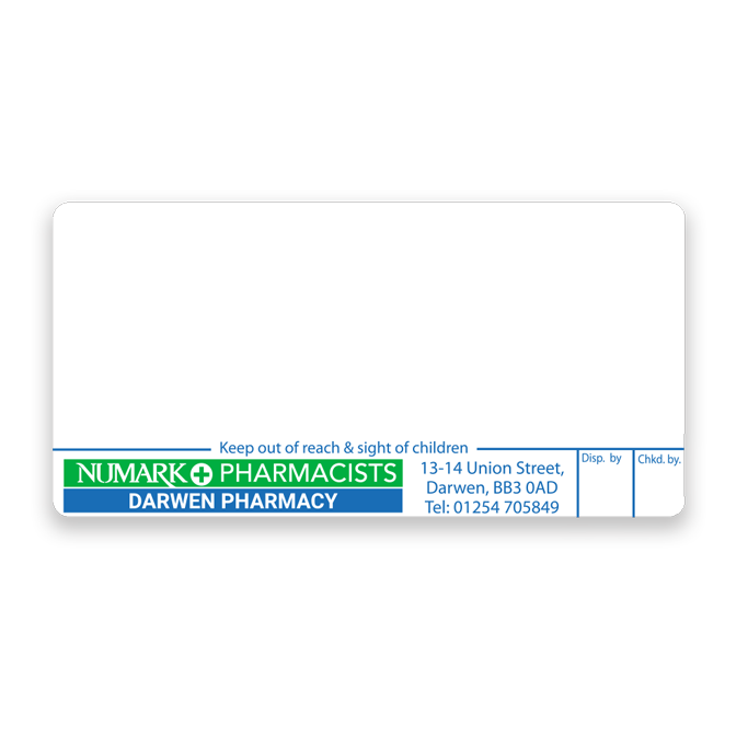 Darwen Pharmacy Labels