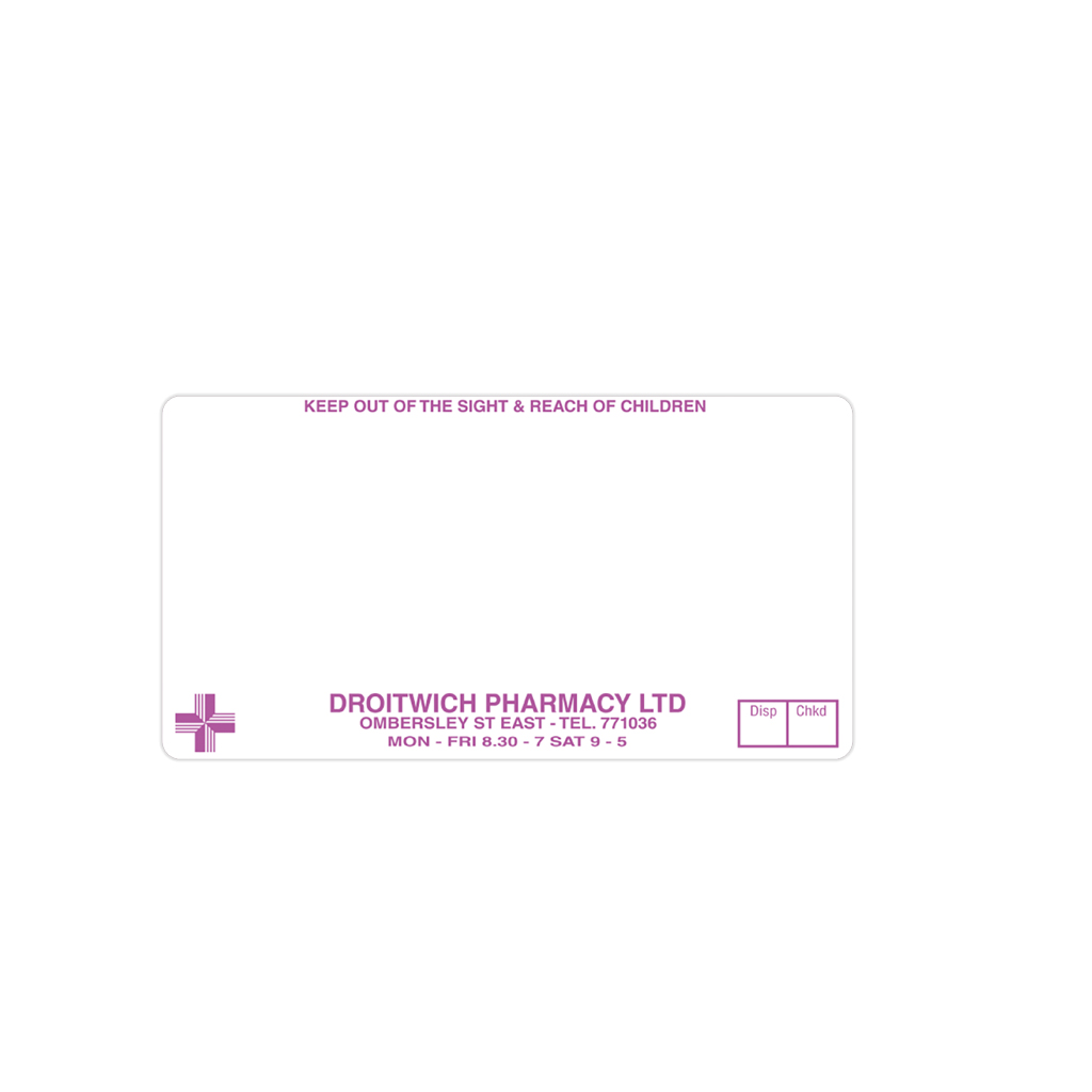 Lister Chemist Droitwich Pharmacy Labels